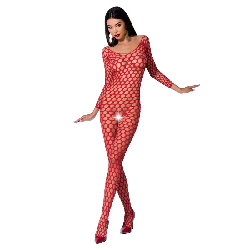 PASSION - WOMAN BS077 BODYSTOCKING ONE SIZE RED - NOCTURNA DESIRES