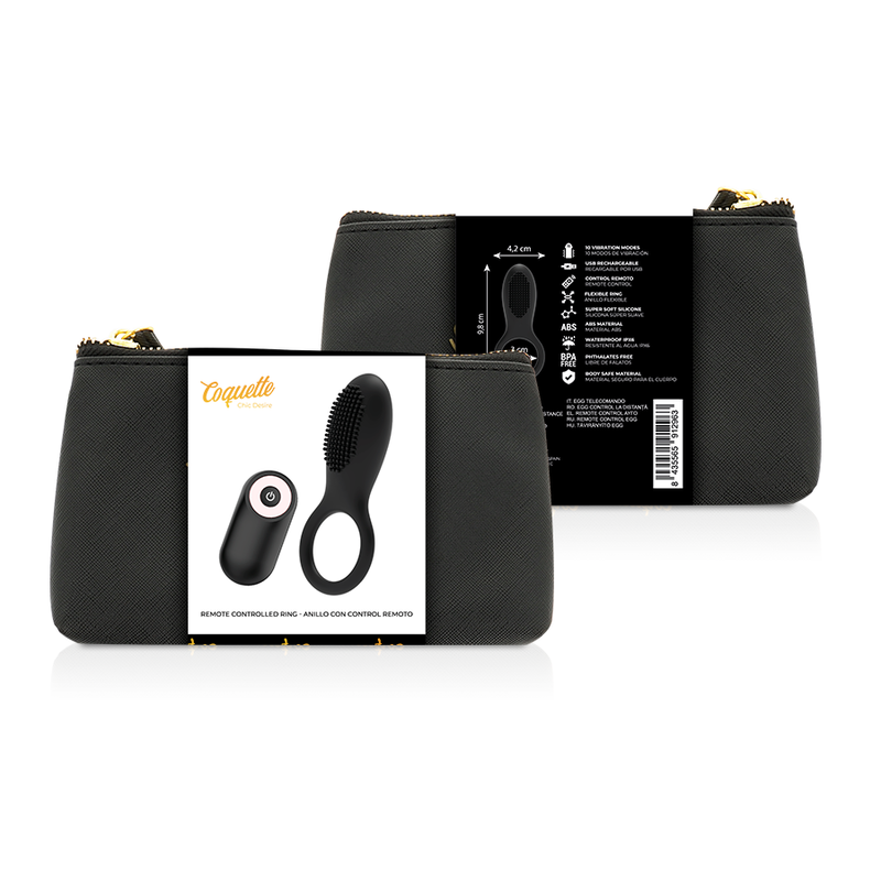 COQUETTE CHIC DESIRE - COCK RING REMOTE CONTROL RECHARGEABLE BLACK/ GOLD - NOCTURNA DESIRES