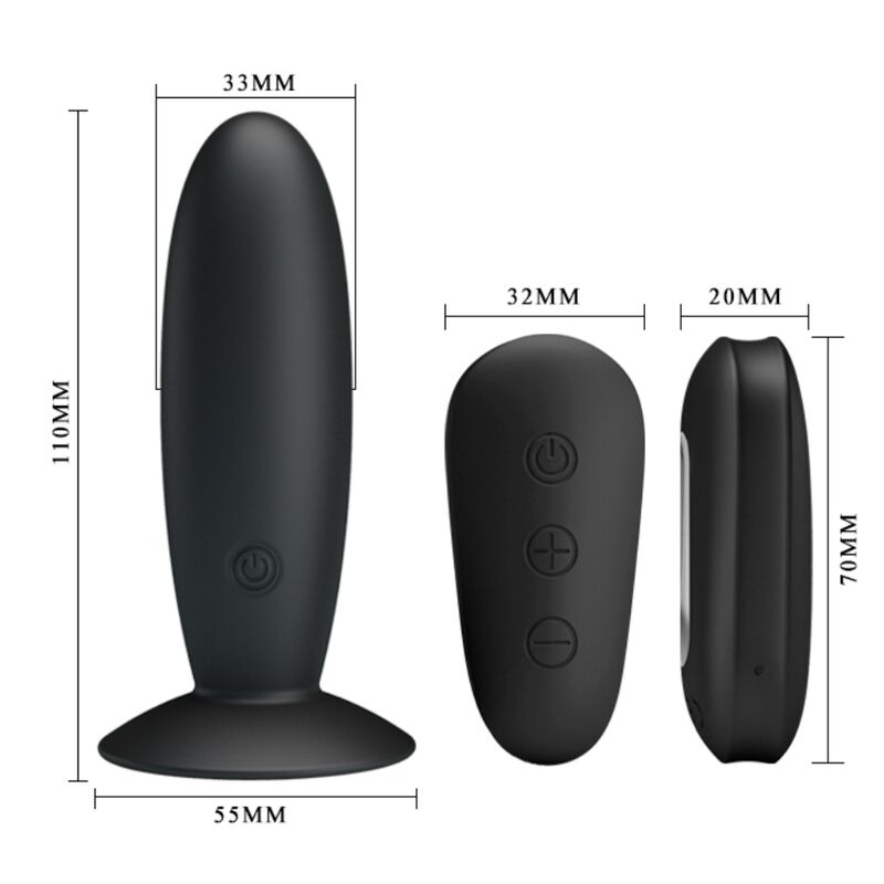 MR PLAY - ANAL PLUG WITH VIBRATION BLACK REMOTE CONTROL - NOCTURNA DESIRES