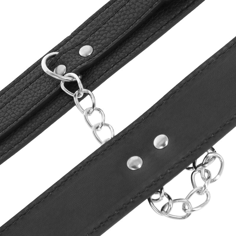 DARKNESS - BLACK TEXTURED LEATHER HANDCUFFS - NOCTURNA DESIRES