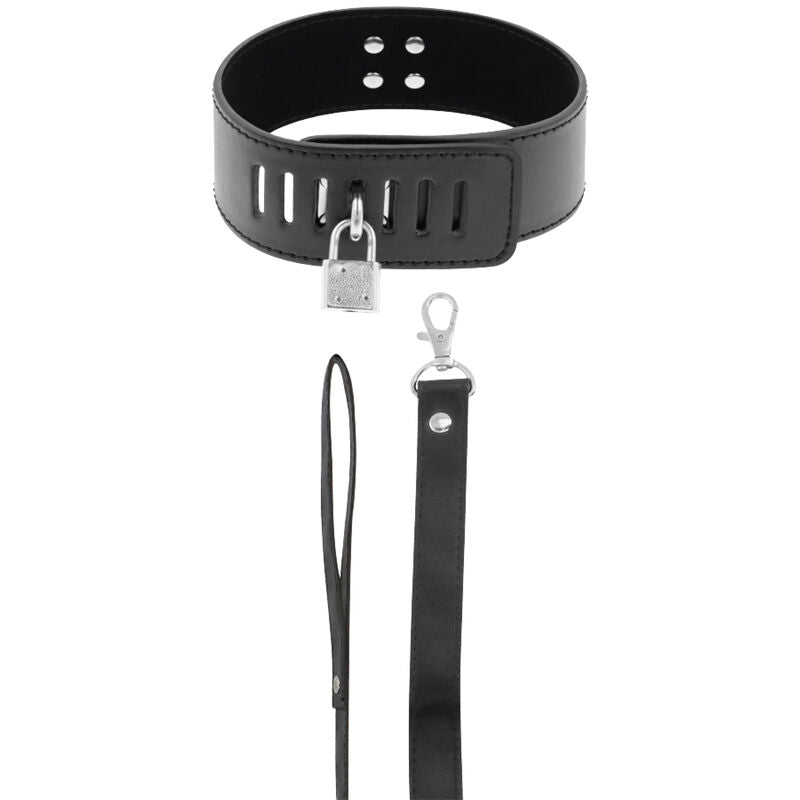 DARKNESS - BDSM COLLAR WITH BLACK LOCK - NOCTURNA DESIRES