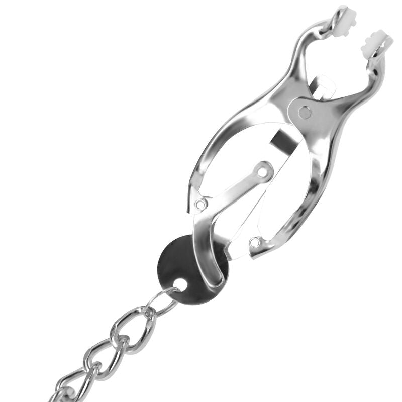 DARKNESS - METAL NIPPLE CLAMP WITH CHAIN - NOCTURNA DESIRES