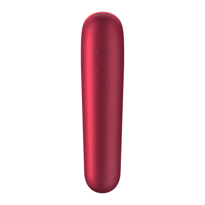 SATISFYER - DUAL LOVE VIBRATOR AND SUCTIONER WITH PULSED AIR RED - NOCTURNA DESIRES