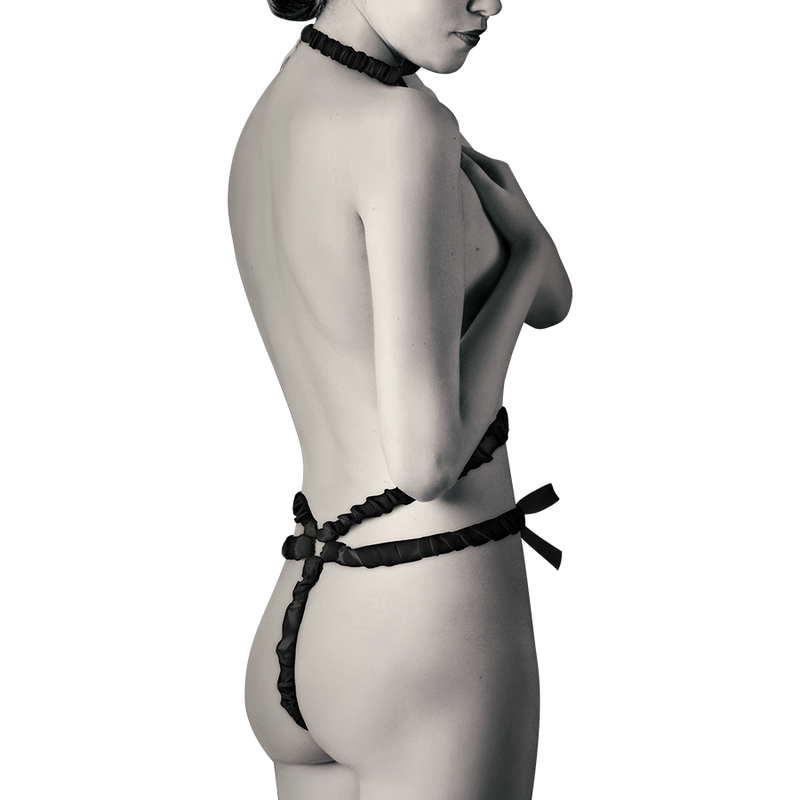 COQUETTE CHIC DESIRE - ELASTIC HARNESS SET AND NIPPLE COVERS BLACK - NOCTURNA DESIRES