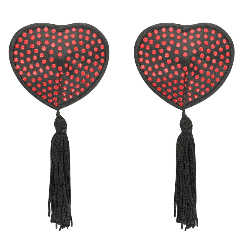 COQUETTE CHIC DESIRE - NIPPLE COVERS HEART BLACK / RED - NOCTURNA DESIRES