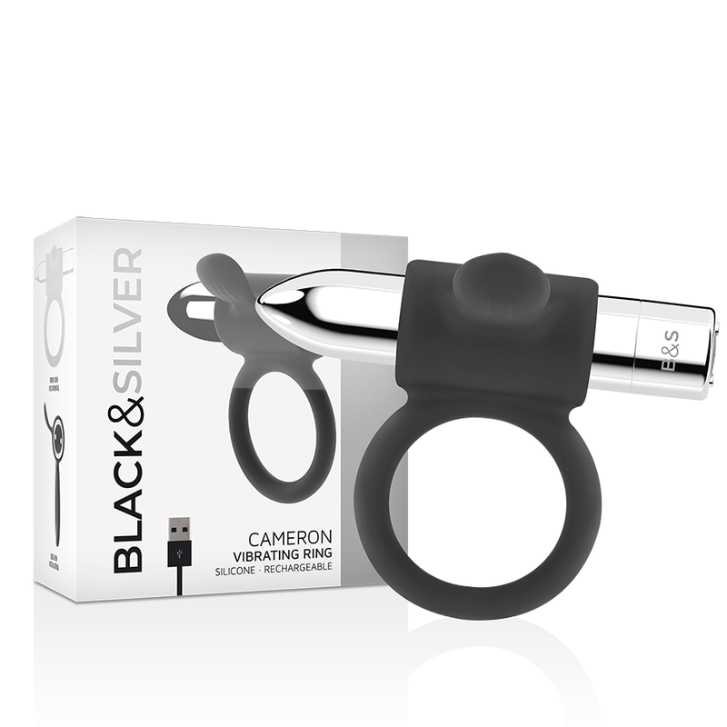 BLACK&SILVER - CAMERON RECHARGEABLE RING SILVER - NOCTURNA DESIRES