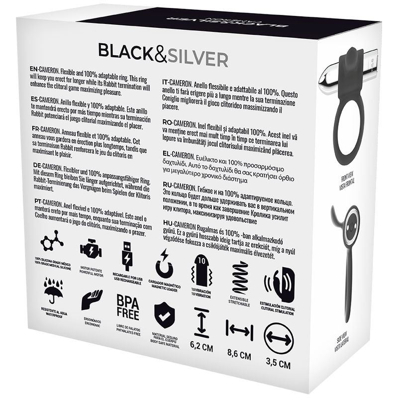 BLACK&SILVER - CAMERON RECHARGEABLE RING SILVER - NOCTURNA DESIRES