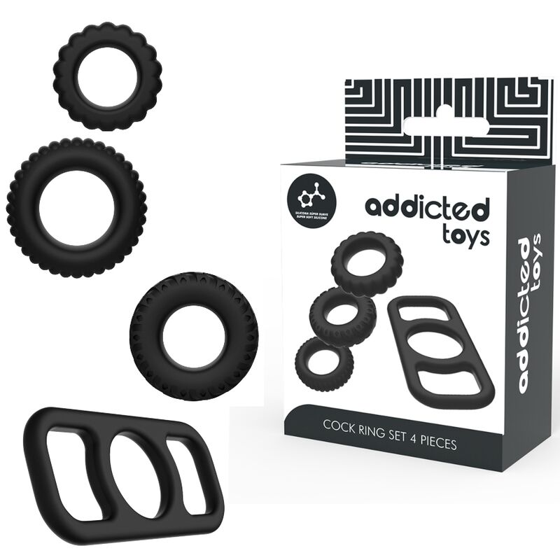 ADDICTED TOYS - COCK RING SET 4 PIECES - NOCTURNA DESIRES