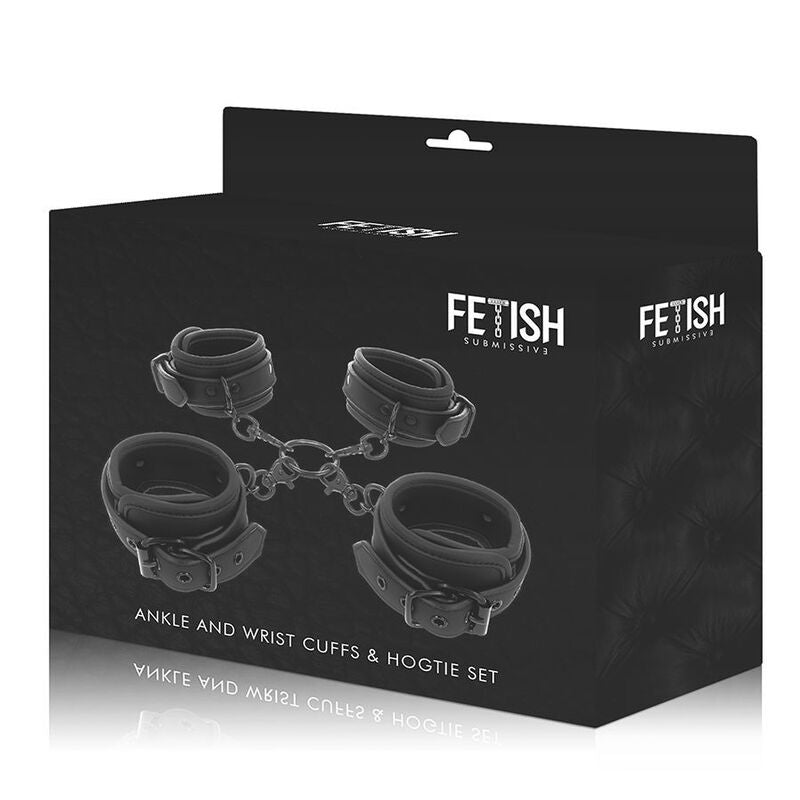 FETISH SUBMISSIVE - SET OF HAND AND ANKLE HANDCUFFS WITH NOPRENE LINING FETISH SUBMISSIVE BONDAGE NOCTURNA DESIRES