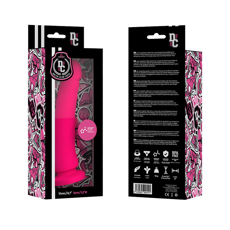 DELTA CLUB - TOYS PINK DILDO MEDICAL SILICONE 17 CM -O- 3 CM - NOCTURNA DESIRES