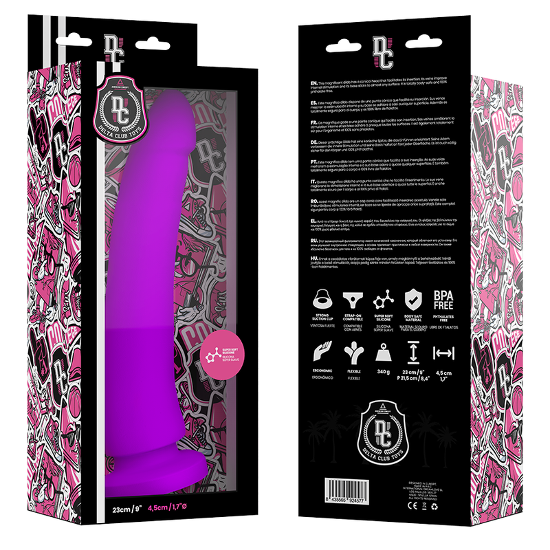 DELTA CLUB - TOYS LILAC DILDO MEDICAL SILICONE 23 CM -O- 4.5 CM - NOCTURNA DESIRES