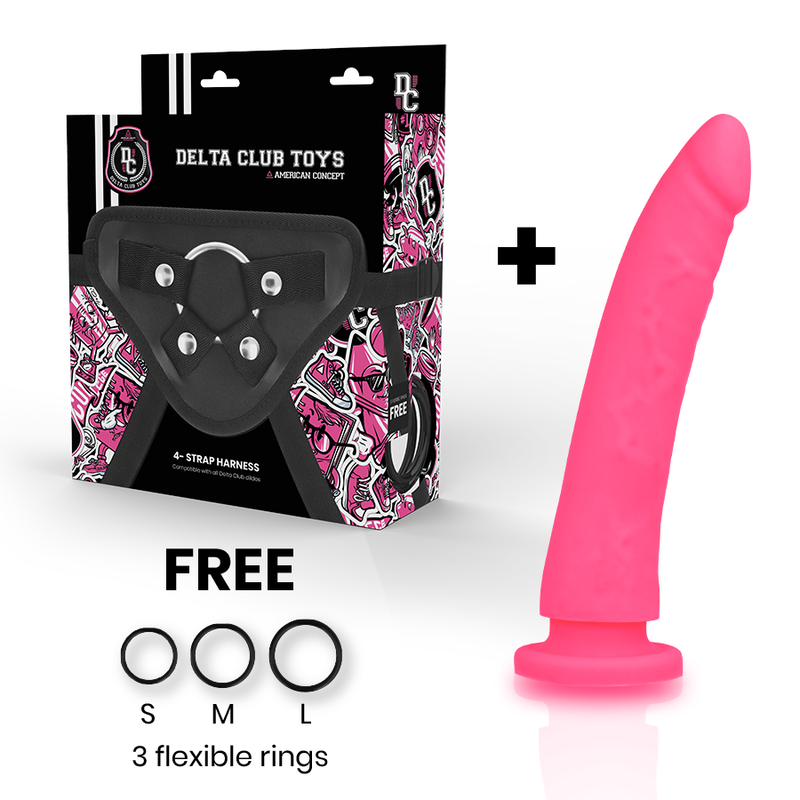 DELTA CLUB - TOYS HARNESS + DONG PINK SILICONE 17 CM -O- 3 CM - NOCTURNA DESIRES