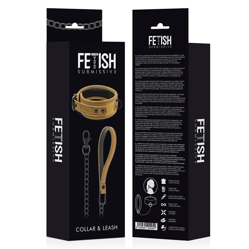 FETISH SUBMISSIVE ORIGEN - NEOPRENE LINED NECKLACE WITH CHAIN - NOCTURNA DESIRES