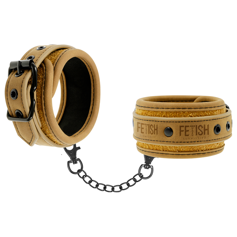 FETISH SUBMISSIVE ORIGEN - VEGAN LEATHER HANDCUFFS WITH NEOPRENE LINING - NOCTURNA DESIRES