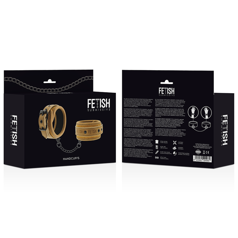 FETISH SUBMISSIVE ORIGEN - VEGAN LEATHER HANDCUFFS WITH NEOPRENE LINING - NOCTURNA DESIRES