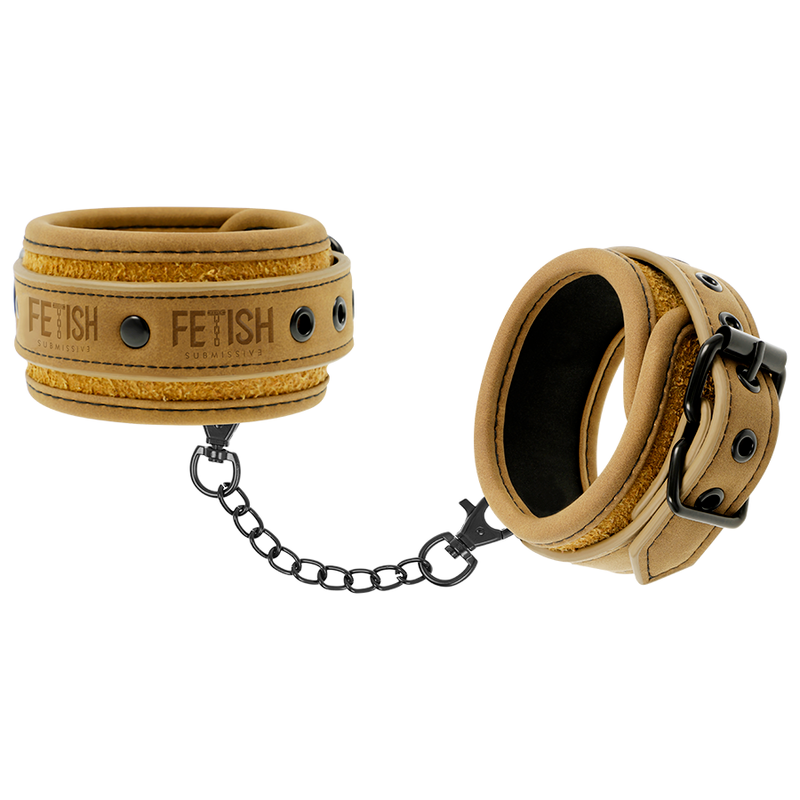 FETISH SUBMISSIVE ORIGEN - VEGAN LEATHER ANKLE CUFFS WITH NEOPRENE LINING - NOCTURNA DESIRES