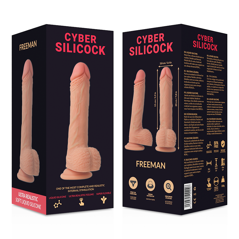 CYBER SILICOCK - FREEMAN ULTRA REALISTIC SOFT LIQUID SILICONE 20 CM -O- 3.8 CM - NOCTURNA DESIRES