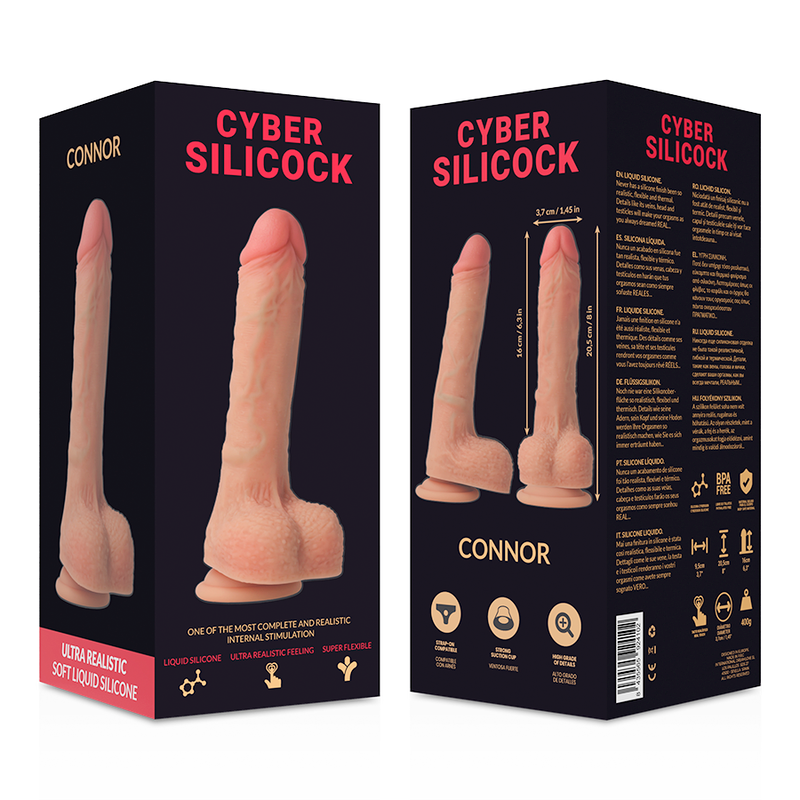 CYBER SILICOCK - STRAP-ON CONNOR LIQUID SILICONE WITH 3 RINGS FREE 20.5 CM -O- 3.7 CM - NOCTURNA DESIRES
