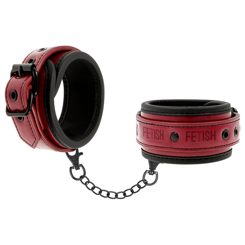 FETISH SUBMISSIVE DARK ROOM - VEGAN LEATHER HANDCUFFS WITH NEOPRENE LINING - NOCTURNA DESIRES