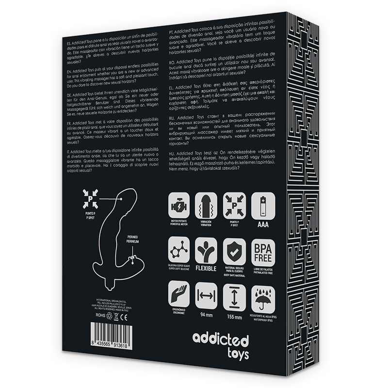 ADDICTED TOYS - ANAL STIMULATOR PROSTATE REALISTIC SILICONE P-SPOT VIBE - NOCTURNA DESIRES