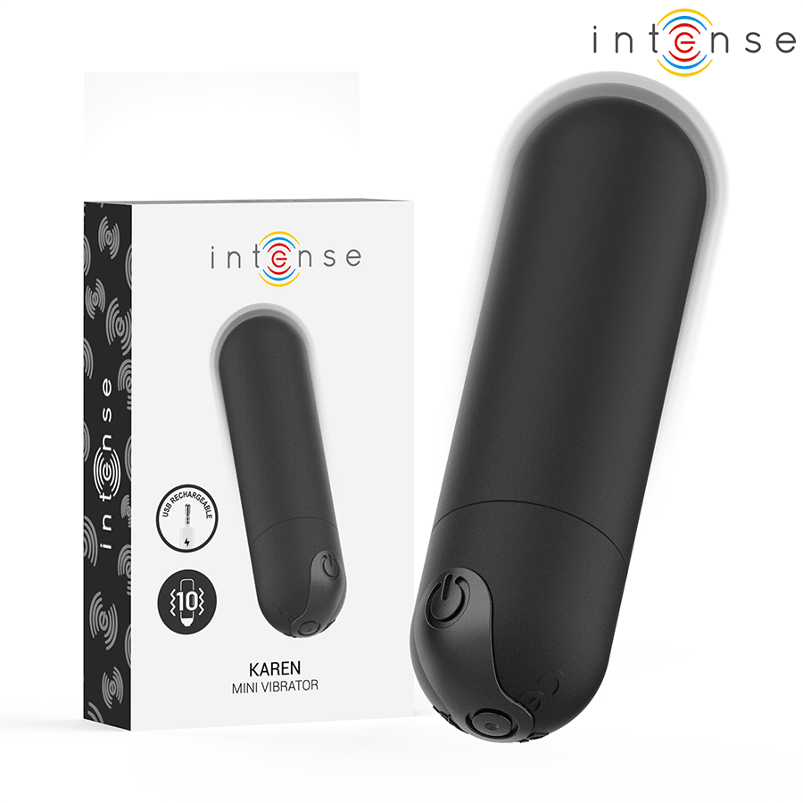 INTENSE - KAREN MINI RECHARGEABLE VIBRATING BULLET BLACK - NOCTURNA DESIRES