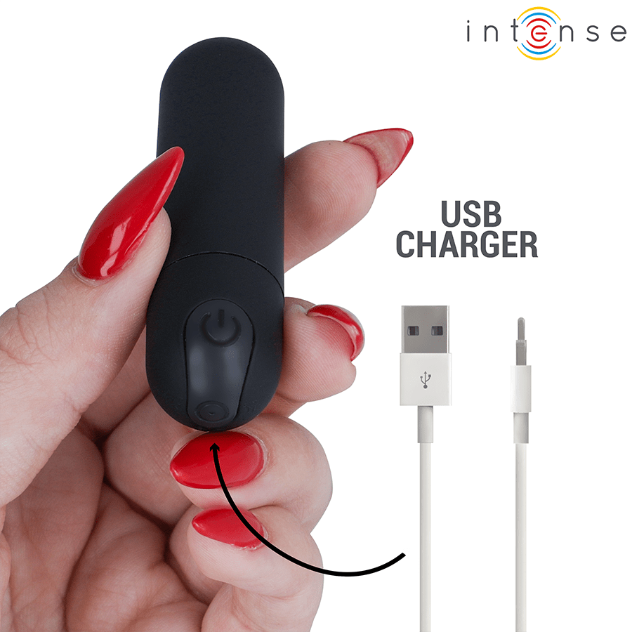 INTENSE - KAREN MINI RECHARGEABLE VIBRATING BULLET BLACK - NOCTURNA DESIRES