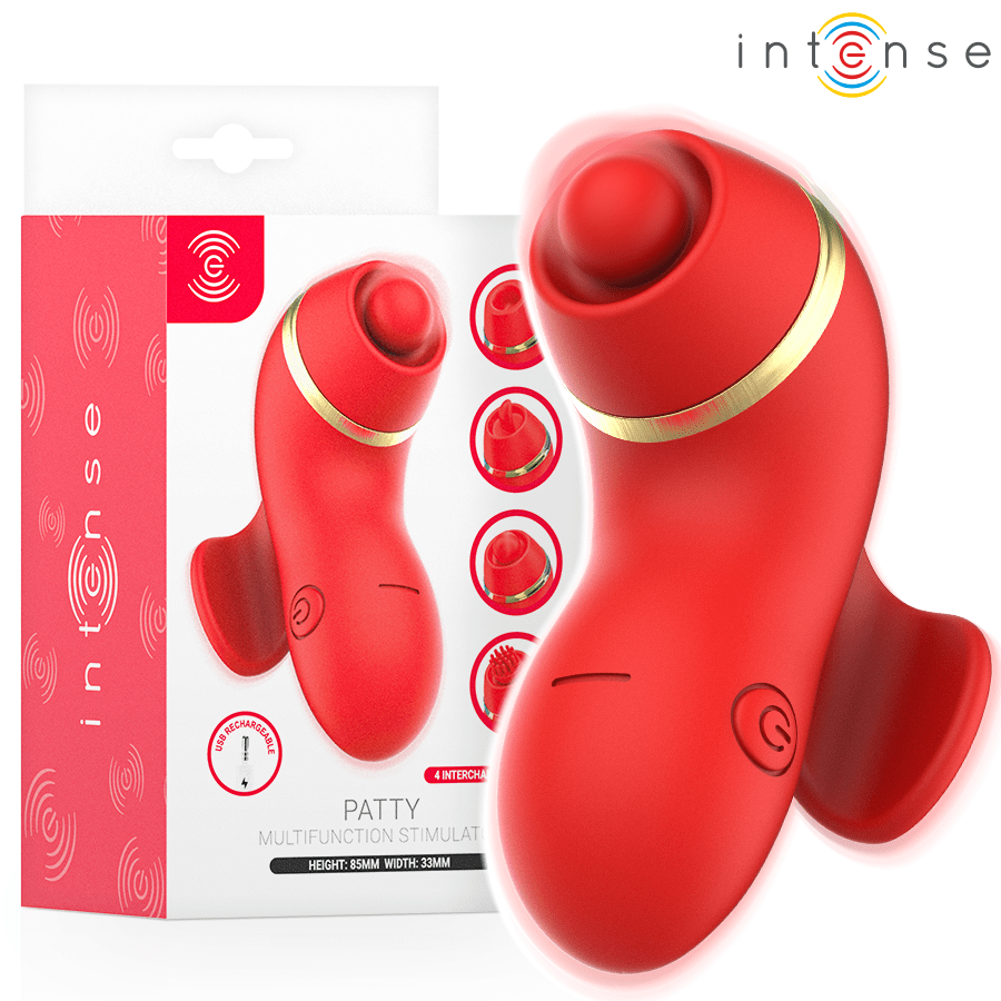 INTENSE - PATTY STIMULATOR WITH 4 HEADS, SUCTION, TAPPING, TICKLING AND LICKING - NOCTURNA DESIRES