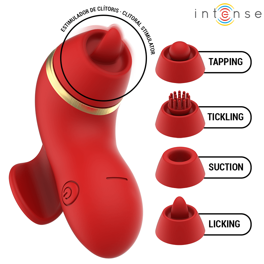 INTENSE - PATTY STIMULATOR WITH 4 HEADS, SUCTION, TAPPING, TICKLING AND LICKING - NOCTURNA DESIRES