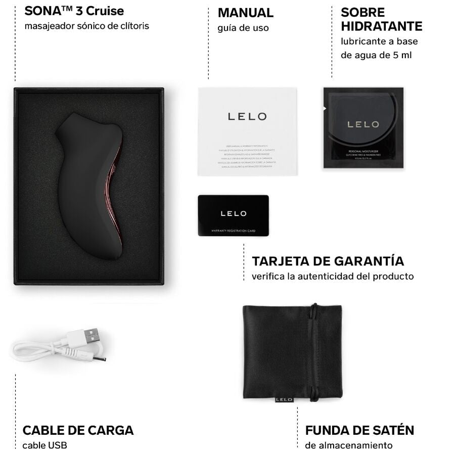 LELO - SONA 3 CRUISE SONIC CLITORAL MASSAGER BLACK - NOCTURNA DESIRES
