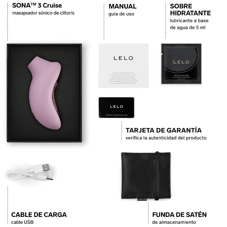 LELO - SONA 3 CRUISE SONIC CLITORAL MASSAGER SOFT PINK - NOCTURNA DESIRES