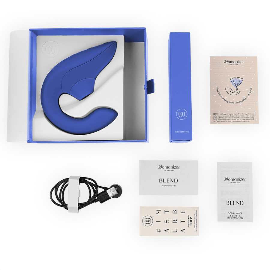 WOMANIZER - BLEND RABBIT VIBRATOR STIMULATOR VIBRANT BLUE - NOCTURNA DESIRES