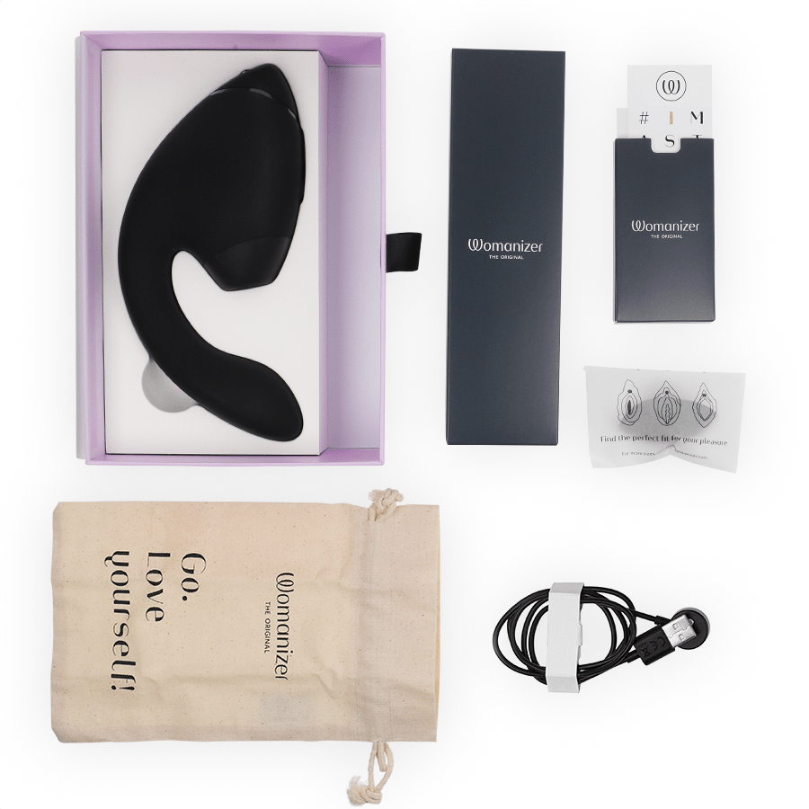 WOMANIZER - DUO NEXT DUAL CLITORAL & G - SPOT STIMULATOR BLACK - NOCTURNA DESIRES