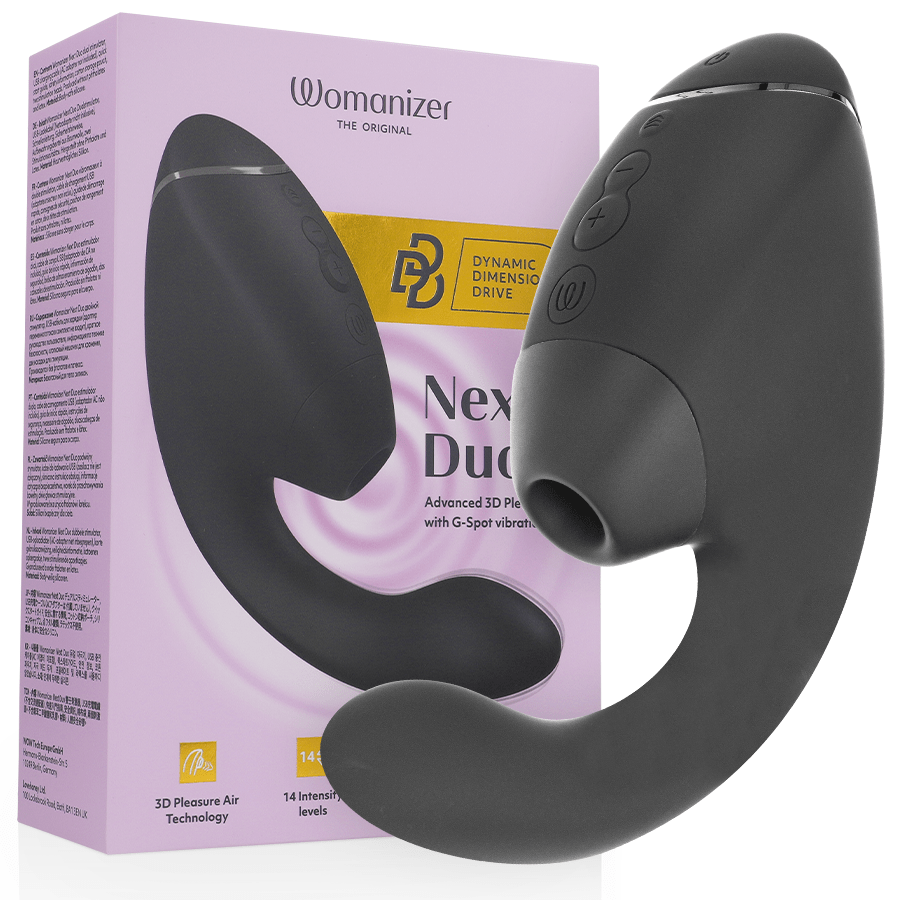 WOMANIZER - DUO NEXT DUAL CLITORAL & G - SPOT STIMULATOR BLACK - NOCTURNA DESIRES