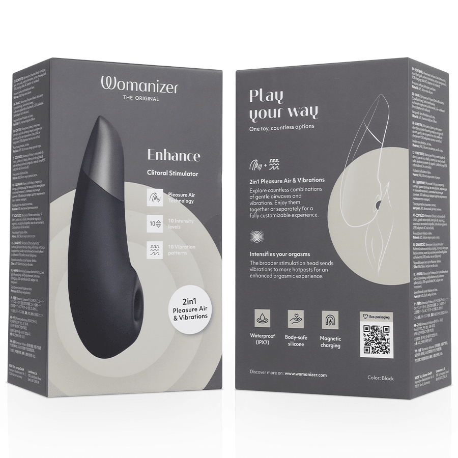 WOMANIZER - ENHANCE CLITORIAL STIMULATOR BLACK - NOCTURNA DESIRES