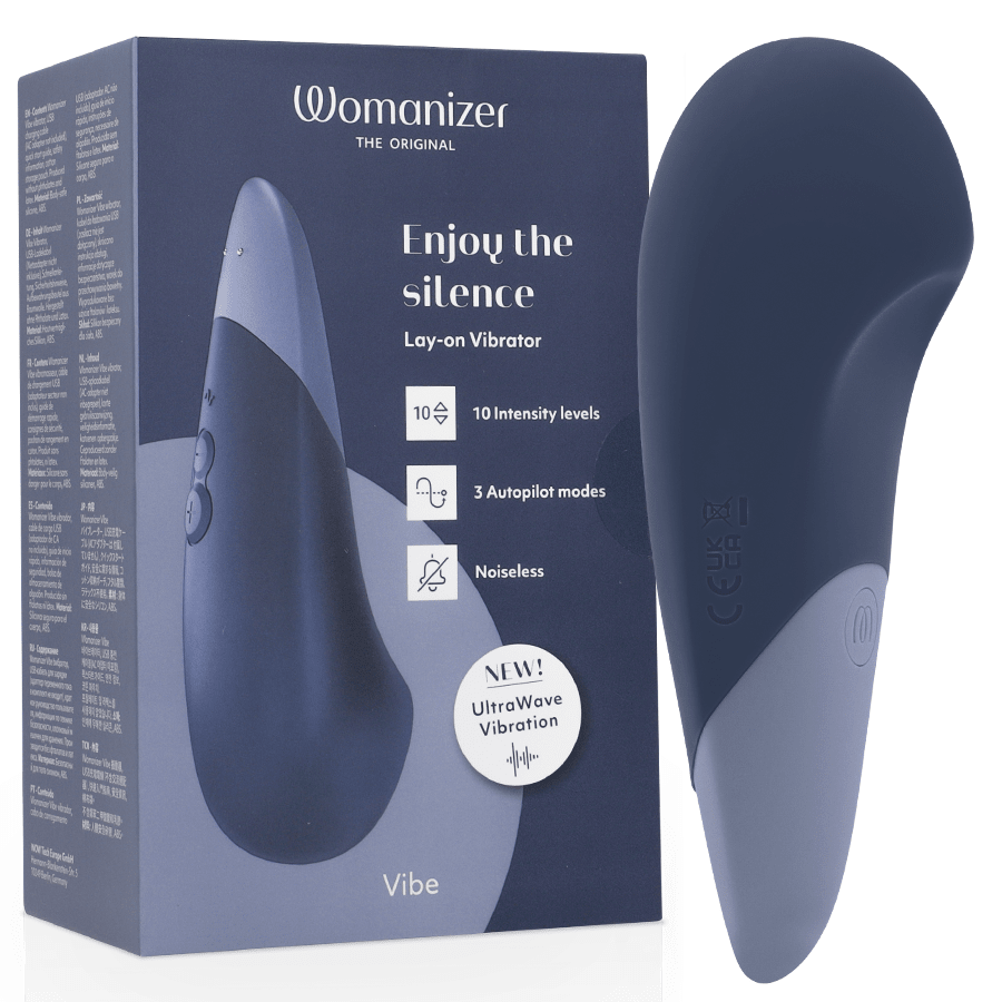 WOMANIZER - VIBE LAY - ON SILENT VIBRATOR DARK BLUE - NOCTURNA DESIRES