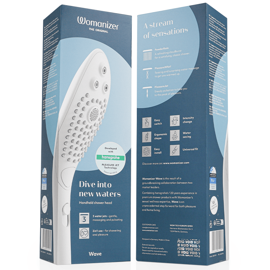 WOMANIZER - WAVE CLITORAL STIMULATING SHOWER HEAD WHITE - NOCTURNA DESIRES