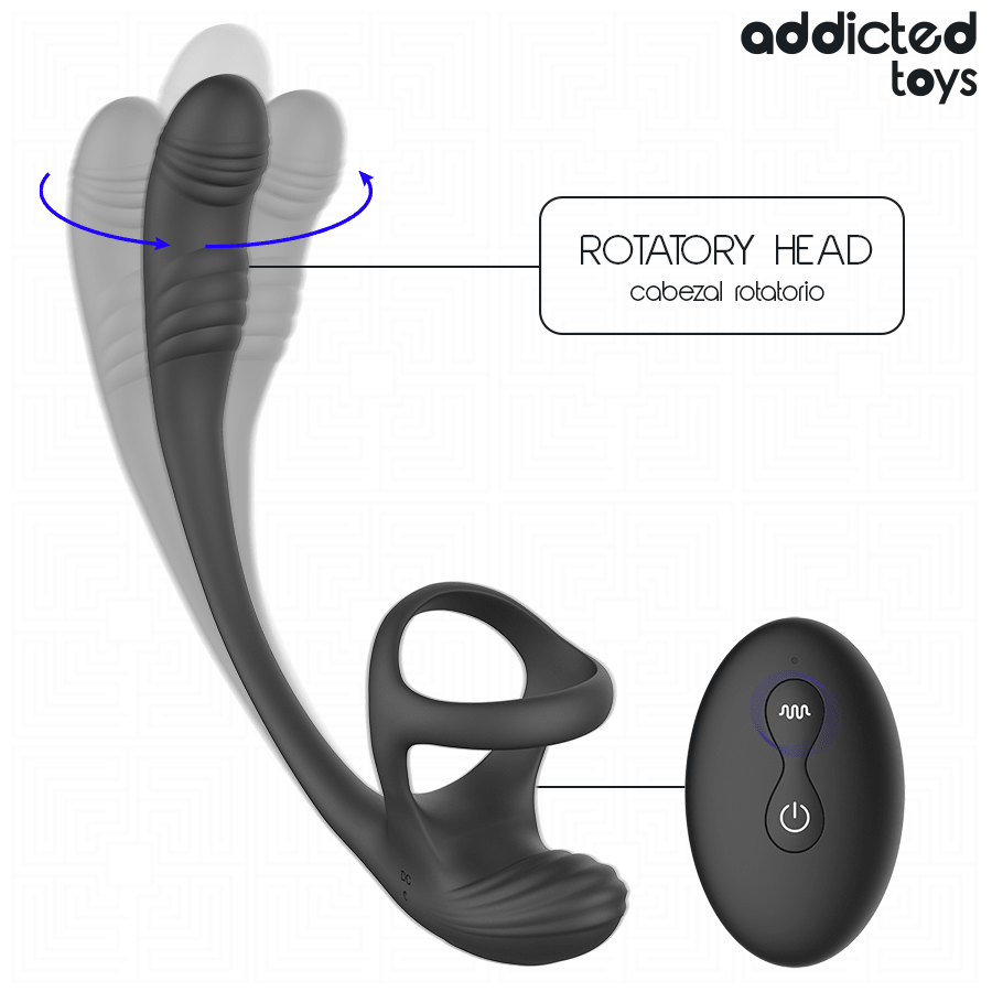 ADDICTED TOYS - ANAL PLUG WITH VIBRATION AND 360º WAVING AND TESTICLE STIMULATOR - NOCTURNA DESIRES