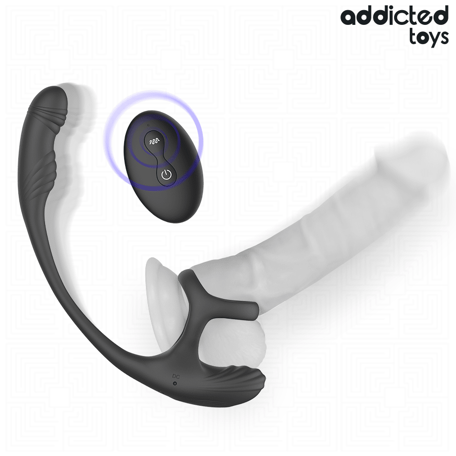 ADDICTED TOYS - ANAL PLUG WITH VIBRATION AND 360º WAVING AND TESTICLE STIMULATOR - NOCTURNA DESIRES