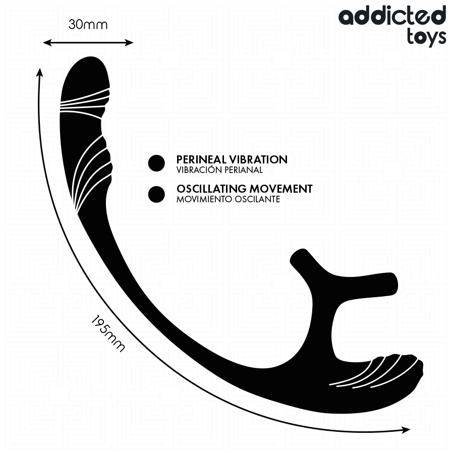 ADDICTED TOYS - ANAL PLUG WITH VIBRATION AND 360º WAVING AND TESTICLE STIMULATOR - NOCTURNA DESIRES