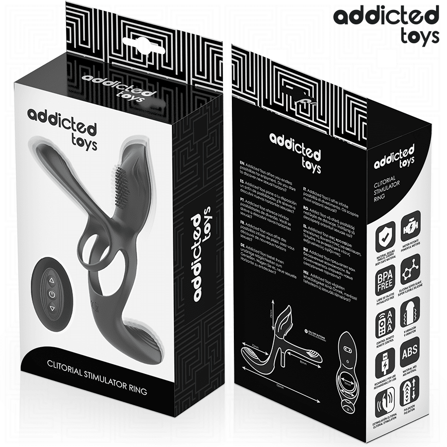ADDICTED TOYS - DOUBLE PENIS RING WITH CLITORAL STIMULATOR - NOCTURNA DESIRES