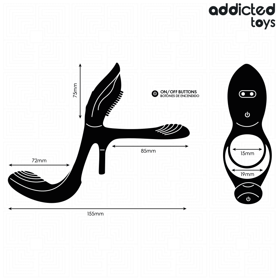 ADDICTED TOYS - DOUBLE PENIS RING WITH CLITORAL STIMULATOR - NOCTURNA DESIRES
