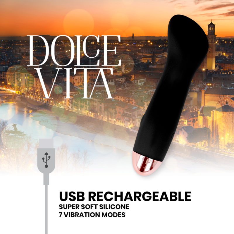 DOLCE VITA - RECHARGEABLE VIBRATOR ONE BLACK 7 SPEED - NOCTURNA DESIRES