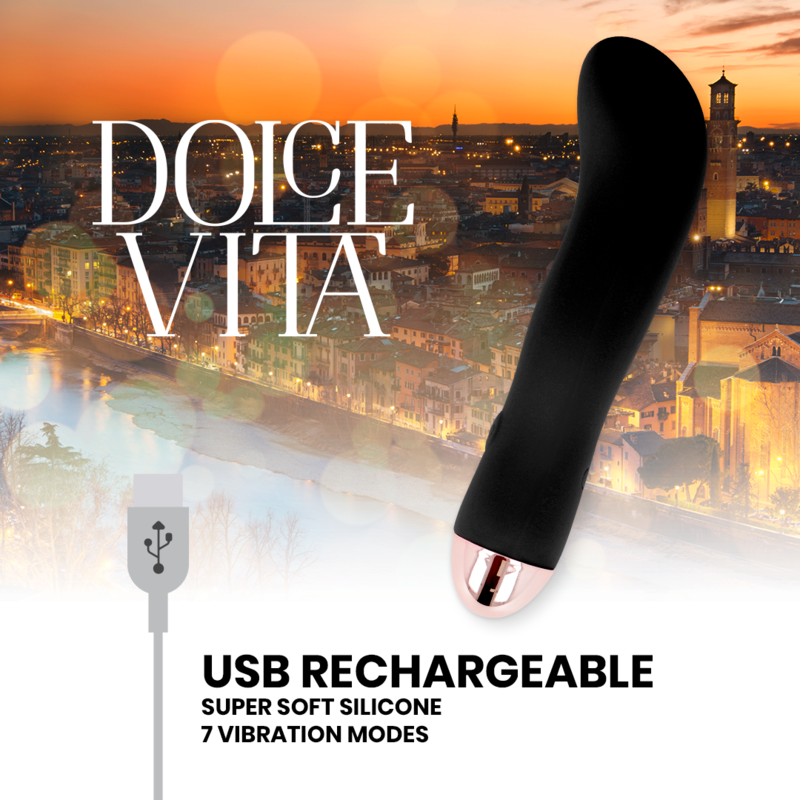 DOLCE VITA - RECHARGEABLE VIBRATOR TWO BLACK 7 SPEED - NOCTURNA DESIRES