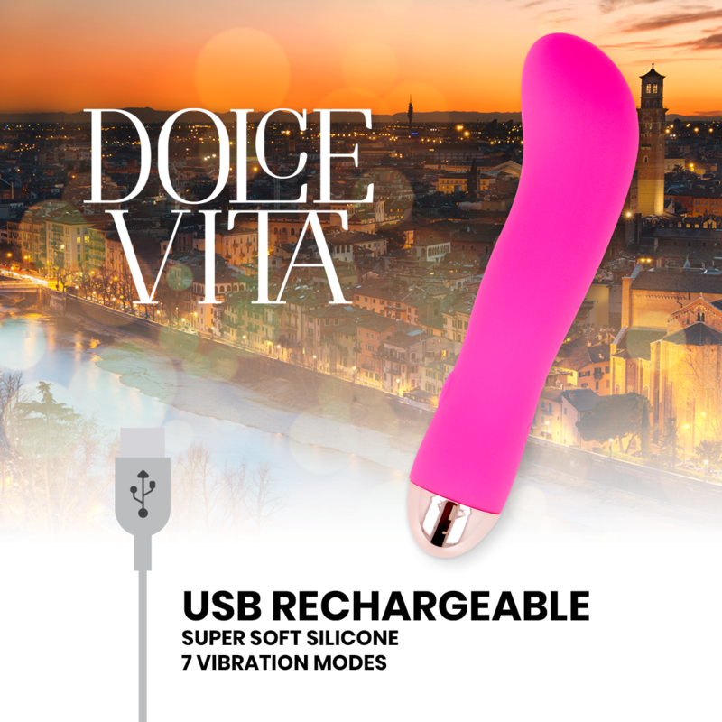 DOLCE VITA - RECHARGEABLE VIBRATOR TWO PINK 7 SPEEDS - NOCTURNA DESIRES