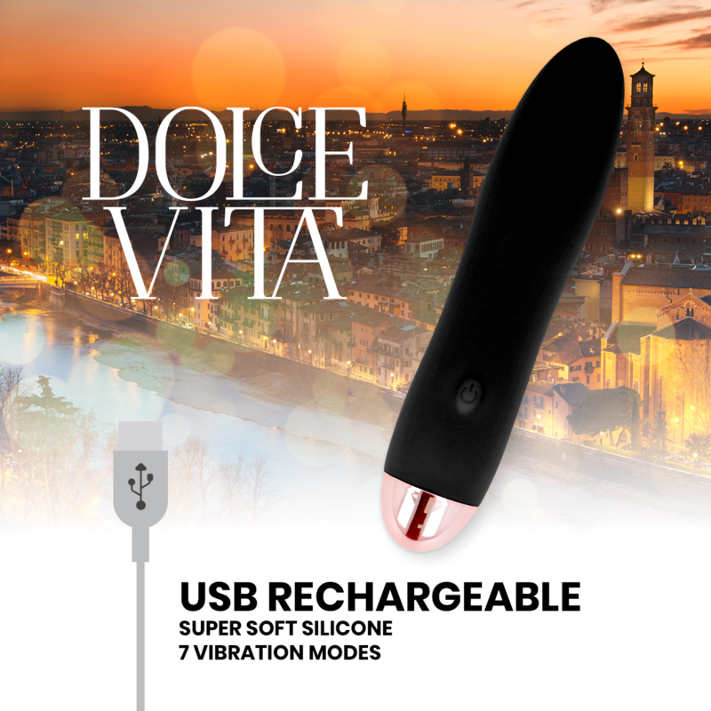 DOLCE VITA - RECHARGEABLE VIBRATOR FOUR BLACK 7 SPEEDS - NOCTURNA DESIRES