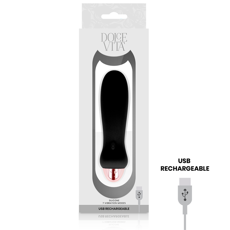DOLCE VITA - RECHARGEABLE VIBRATOR FIVE BLACK 7 SPEEDS - NOCTURNA DESIRES