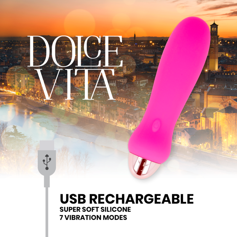 DOLCE VITA - RECHARGEABLE VIBRATOR FIVE PINK 7 SPEEDS - NOCTURNA DESIRES