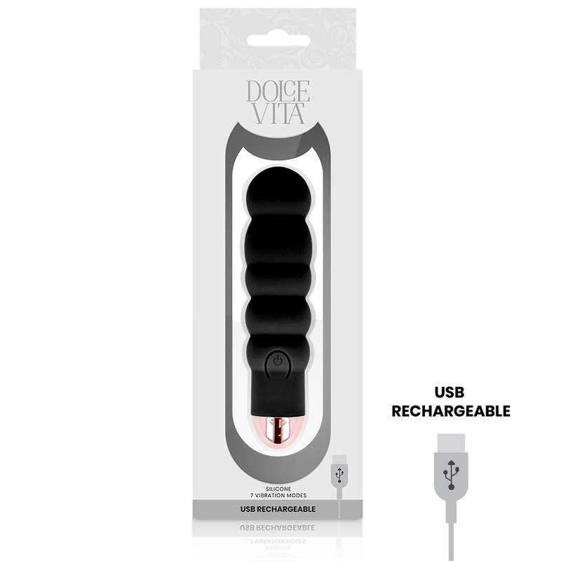 DOLCE VITA - RECHARGEABLE VIBRATOR SIX BLACK 7 SPEEDS - NOCTURNA DESIRES
