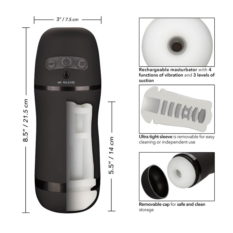 CALEXOTICS - OPTIMUM POWER VIBRATING SUCTION MASTURBATOR - NOCTURNA DESIRES