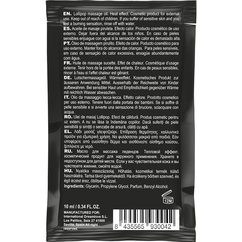 COQUETTE CHIC DESIRE - POCKET LOLLIPOP KISSABLE MASSAGE OIL HEATING SENSATION 10 ML - NOCTURNA DESIRES